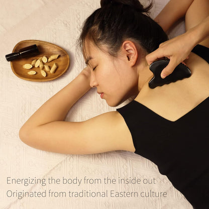 Gua Sha Facial Tools, Natural Bian Stone Gua Sha Jade Massage Tool, Body Gua Sha Stone with Comb, Large Guasha Set for Traditional Acupuncture Therapy(Wave-Edge)